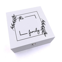 ukgiftstoreonline Personalised Family Name Leaf Design Keepsake Wooden Box