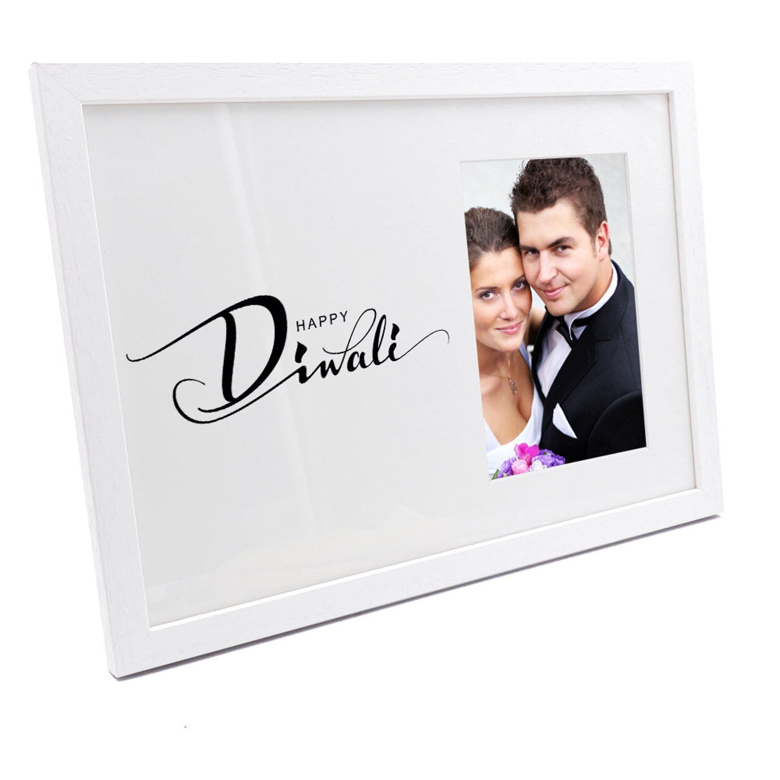 Personalised Happy Diwali Script Style Font Photo Frame Photo Frame ukgiftstoreonline