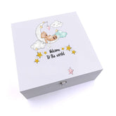 ukgiftstoreonline Personalised Luxury Baby Welcome to the world Keepsake Wooden Box