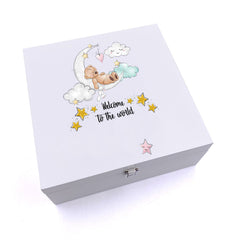 ukgiftstoreonline Personalised Luxury Baby Welcome to the world Keepsake Wooden Box