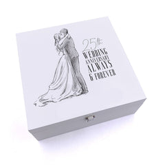 ukgiftstoreonline Personalised Luxury Wooden 25th Wedding Anniversary Keepsake Box