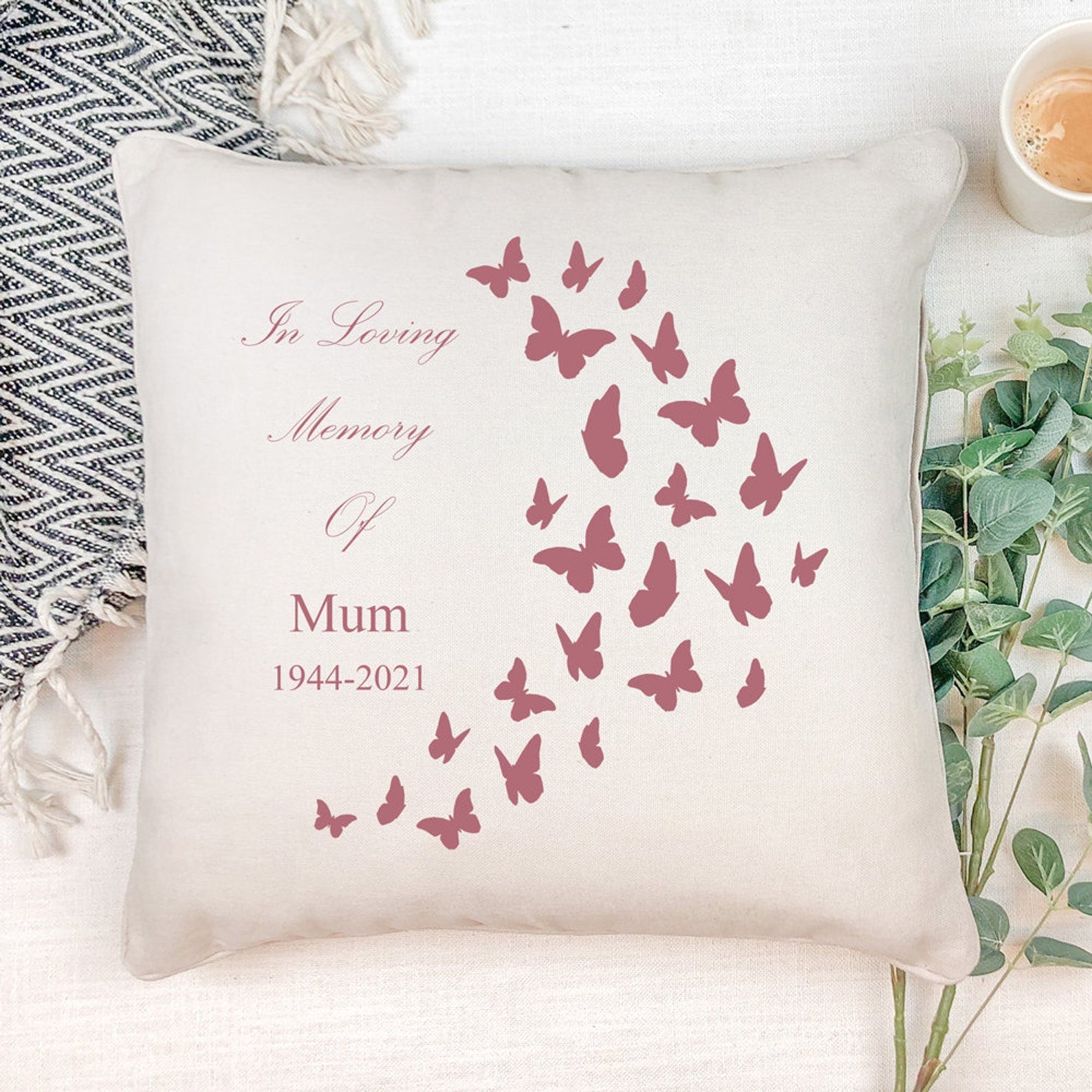 Personalised Mum In Loving Memory Butterflies Design Cushion Gift Personalised Cushion Gifts ukgiftstoreonline