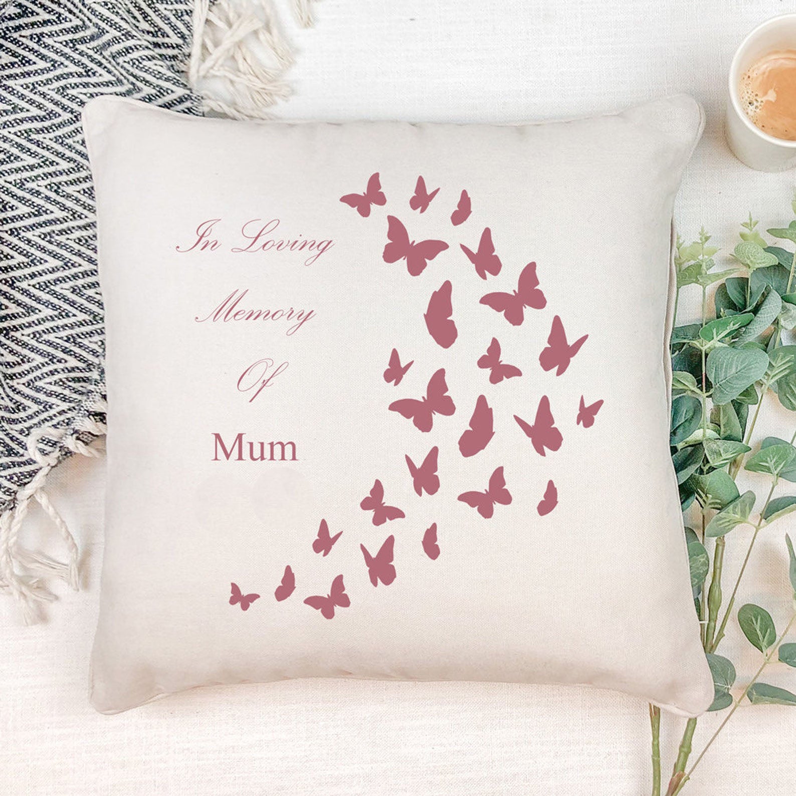 Personalised Mum In Loving Memory Butterflies Design Cushion Gift Personalised Cushion Gifts ukgiftstoreonline
