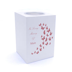 Personalised Mum In Loving Memory Butterflies Design Tea Light Holder