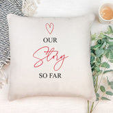 Personalised Our Story So Far Wedding Anniversary Cushion Gift