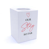Personalised Our Story So Far Wedding Anniversary Tea Light Holder