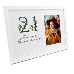 Personalised 21st Birthday Green Leaf Design Gift Photo Frame