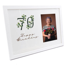 Personalised 70th Birthday Green Leaf Design Gift Photo Frame