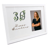 Personalised 30th Birthday Green Leaf Design Gift Photo Frame