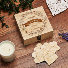 Grandma Gift 10 Reasons why I Love You Wooden Box and Hearts SHB-22
