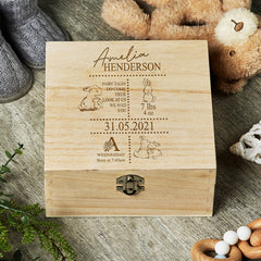 Personalised baby Wooden Memory Box Gift With birth Details