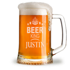 Beer King Engraved Personalised Pint Glass Tankard Gift Boxed