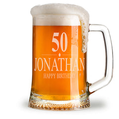 Engraved Personalised Birthday Beer Tankard Gift 18th, 21st, 30th, 40th, 50th, 60th, 70th, 80th