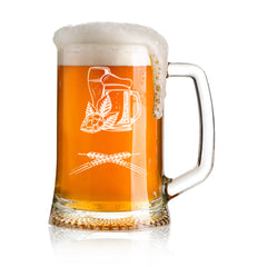 ukgiftstoreonline Personalised Any Name Engraved Pint Glass Beer Tankard Gift Hop Design Gift for Him