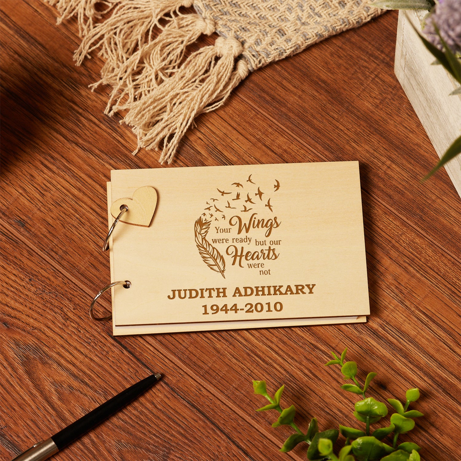 Personalised Wooden Front Memorial or Remembrance Guest Book or Scrap Book - ukgiftstoreonline