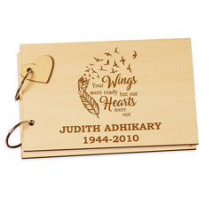 Personalised Wooden Front Memorial or Remembrance Guest Book or Scrap Book