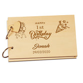 Personalised 1st Birthday Engraved Wooden Scrap Book Photo Album Keepsake Book