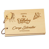 Personalised Wooden Engraved 16th Birthday Scrap Book Photo Album Keepsake Book