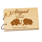 Personalised Wooden Engraved Baby Birth Scrap Book Photo Album Guest Book