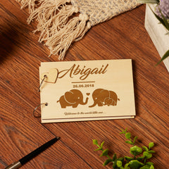 Personalised Wooden Engraved Baby Birth Scrap Book Photo Album Guest Book - ukgiftstoreonline