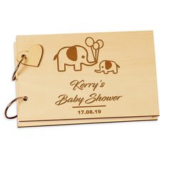 Personalised Wooden Engraved Baby Shower Scrap Book Photo Album Guest Book