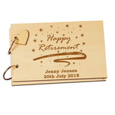 Personalised Wooden Front Retirement Guest Book or Scrap Book