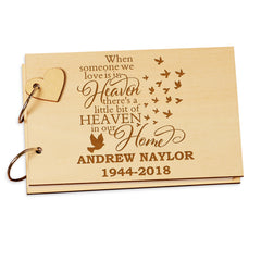 Personalised Heaven Sentiment Memorial Remembrance Guest Book Scrap Book