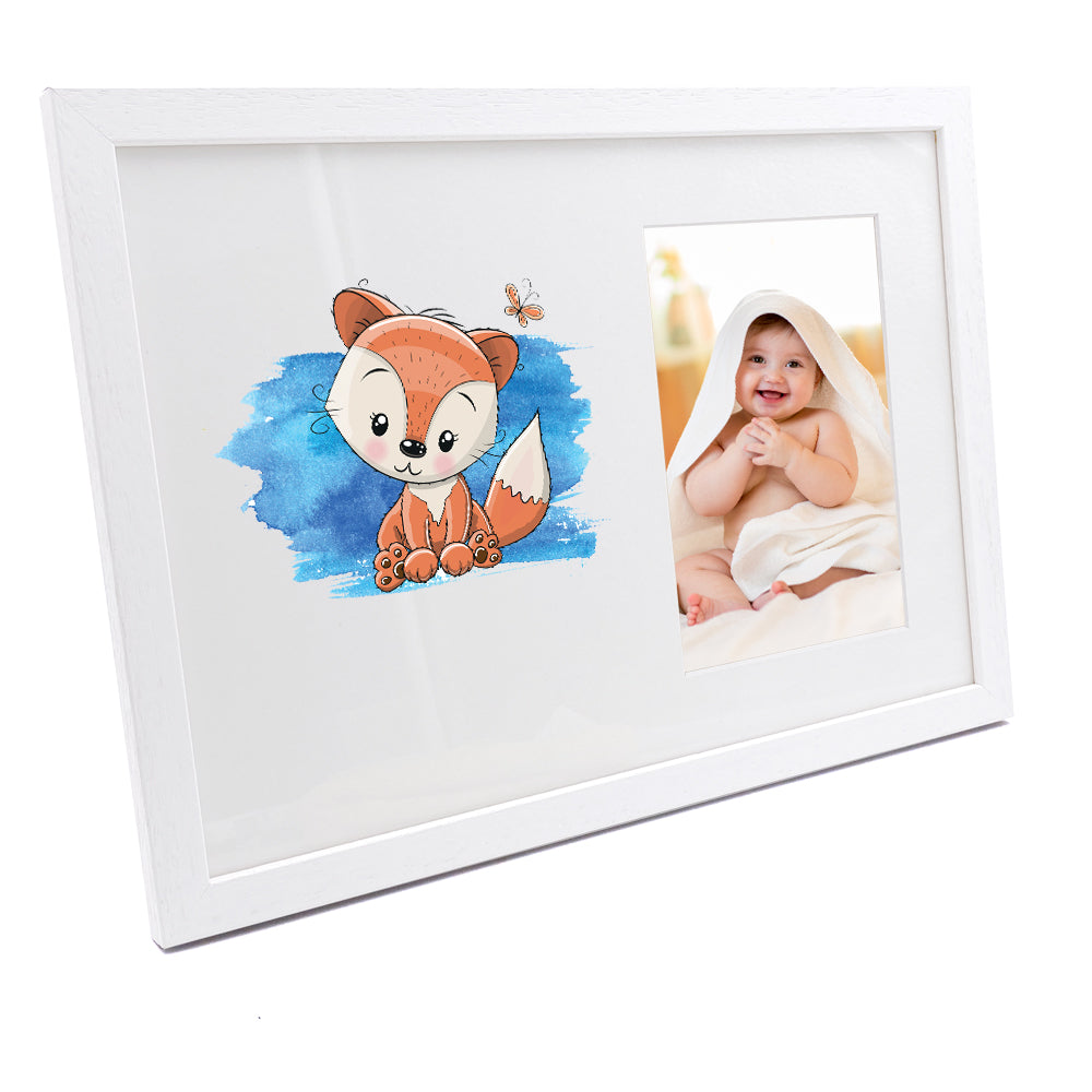 Personalised Baby Boy Cute Fox Design Photo Frame. Baby Boy Photo Frame ukgiftstoreonline