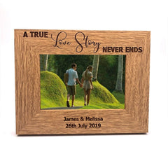 A True Love Story Never Ends Personalised Engraved Photo Frame Gift - ukgiftstoreonline