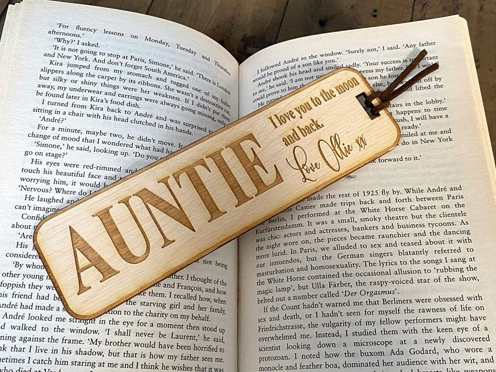 Auntie Gift Personalised Wooden Engraved Bookmark - ukgiftstoreonline
