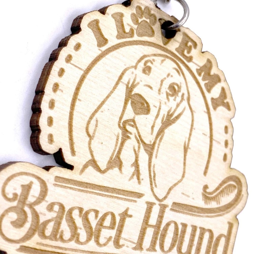 Basset Hound Dog keyring or Bag Charm Gift Personalised Key Ring ukgiftstoreonline