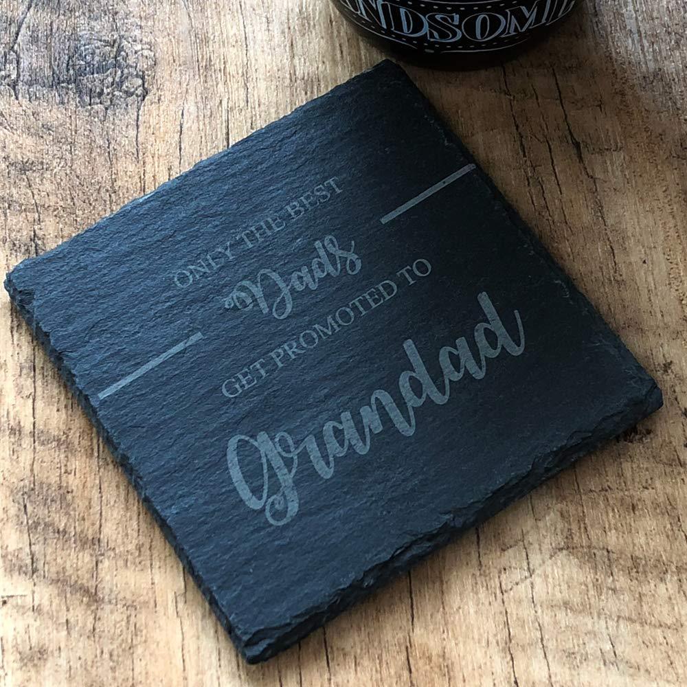 Best Dads Get Promoted To Grandad Slate Coaster Gift - ukgiftstoreonline