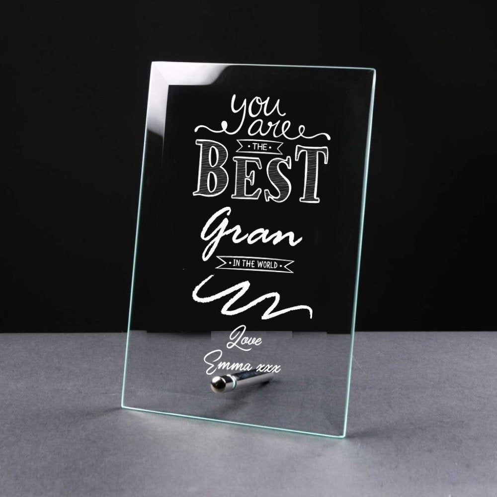 Best Gran Gift Sentiment Personalised Engraved Glass Plaque Personalised Crystal Glass ukgiftstoreonline