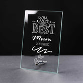 Best Mum Gift Sentiment Personalised Engraved Glass Plaque - ukgiftstoreonline
