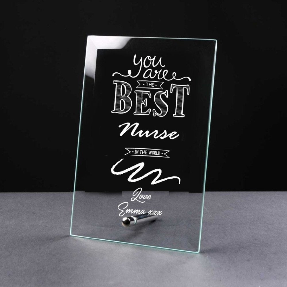 Best Nurse Gift Sentiment Personalised Engraved Glass Plaque Personalised Crystal Glass ukgiftstoreonline