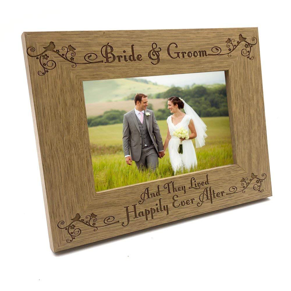 Bride and Groom Wedding Engraved Wooden Photo Frame - ukgiftstoreonline