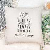 Personalised 10th Wedding Anniversary Cushion Gift