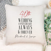 Personalised 40th Wedding Anniversary Cushion Gift