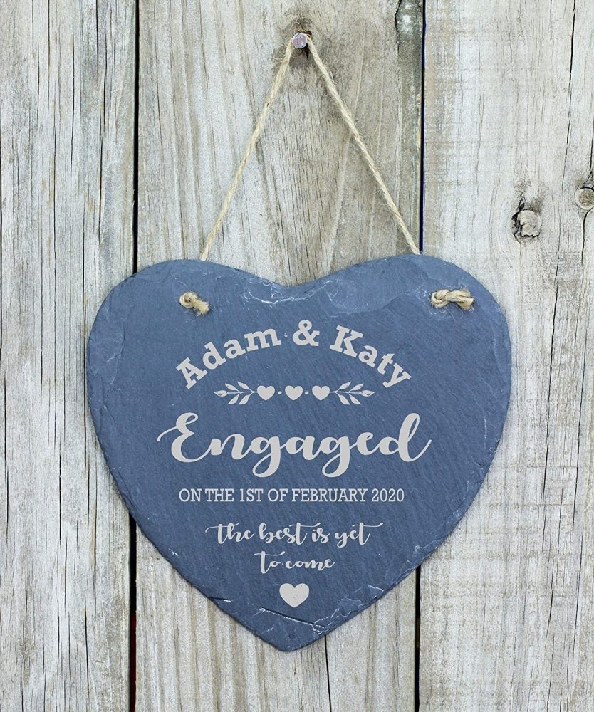 Engagement Gift Personalised Engraved Slate Heart Stone Personalised Engagement Gift ukgiftstoreonline