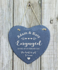 Engagement Gift Personalised Engraved Slate Heart Stone Personalised Engagement Gift ukgiftstoreonline