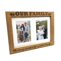 Family Sentiment Double Wooden Photo Frame Gift - ukgiftstoreonline