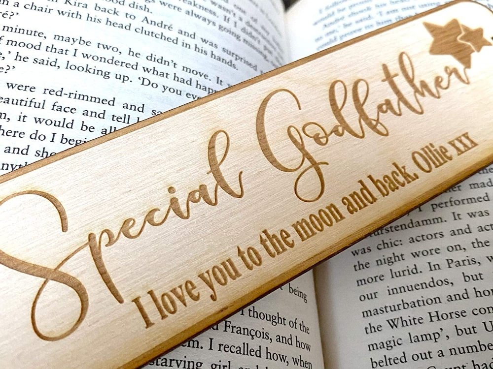 Godfather Gift Personalised Wooden Engraved Bookmark - ukgiftstoreonline