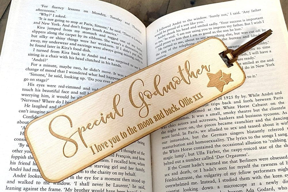 Godmother Gift Personalised Wooden Engraved Bookmark Personalised Bookmark ukgiftstoreonline
