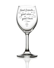 Good Friends Good Wine Personalised Engraved Wine Glass - ukgiftstoreonline