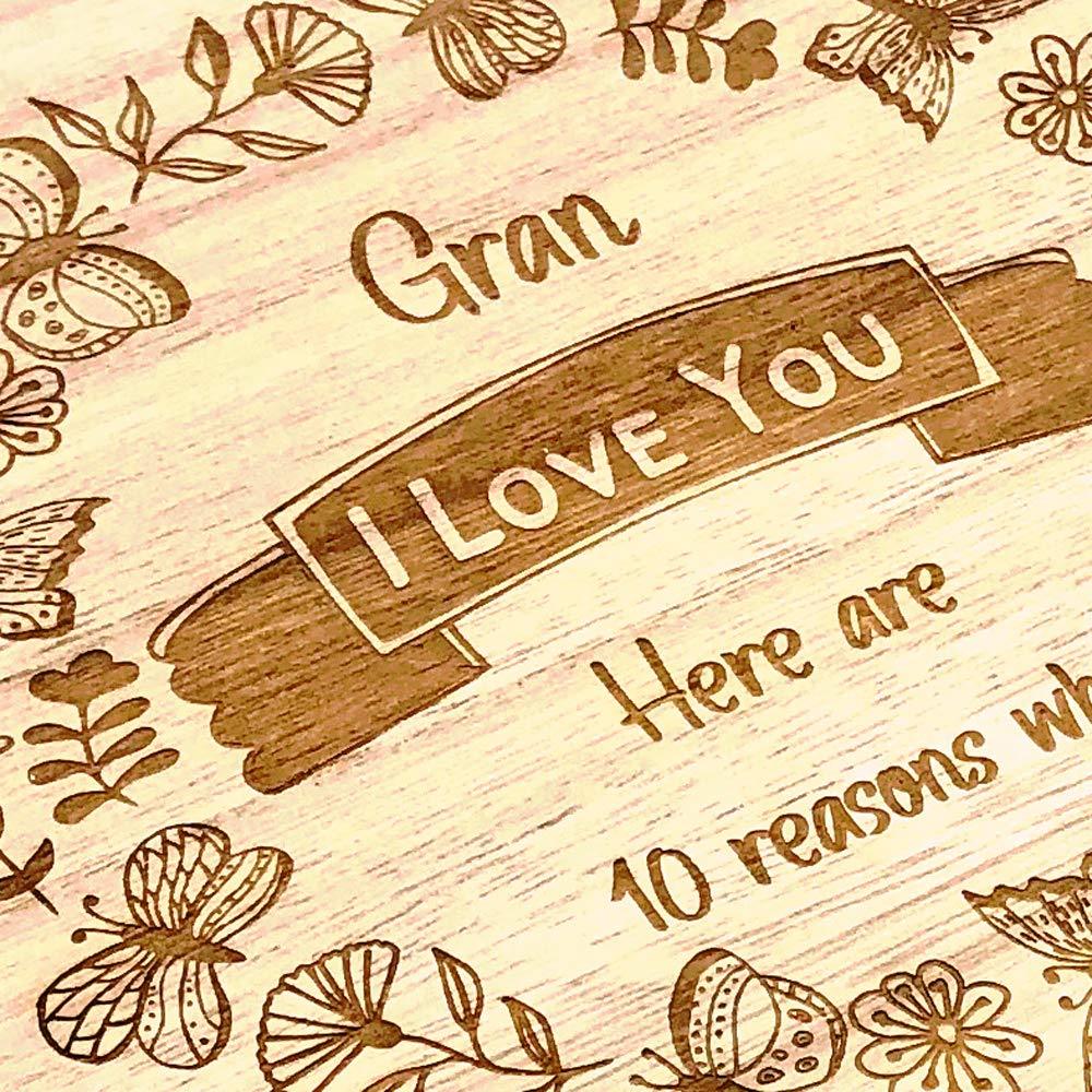 Gran Gift 10 Reasons why I Love You Wooden Box and Hearts Keepsake Memory Box ukgiftstoreonline