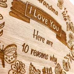 Grandma Gift 10 Reasons why I Love You Wooden Box and Hearts SHB-22 - ukgiftstoreonline