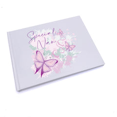 Personalised Special Nan Pink and Purple Butterfly Gift Guest Book