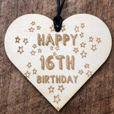 Happy 16th Birthday Stars Hanging Heart Plaque Gift - ukgiftstoreonline