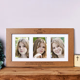 Personalised Confirmation Day Wooden Triple Photo 6 x 4 Frame Engraved Brown Oak Finish