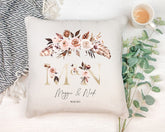 Personalised Boho Style Golden Text Wedding Cushion Gift